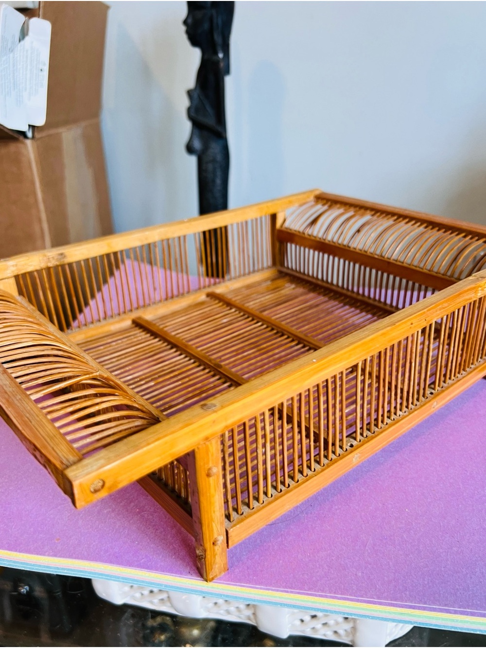Delicate Mid Century Vintage Bamboo Decor Tray/organizer some minor flaws